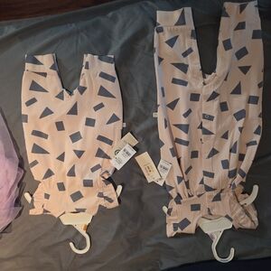 Geometric Pattern Kids Bodysuit in Cream and Gray